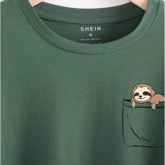Cartoon Sloth Print Graphic Tee - M - Picture 3 of 3